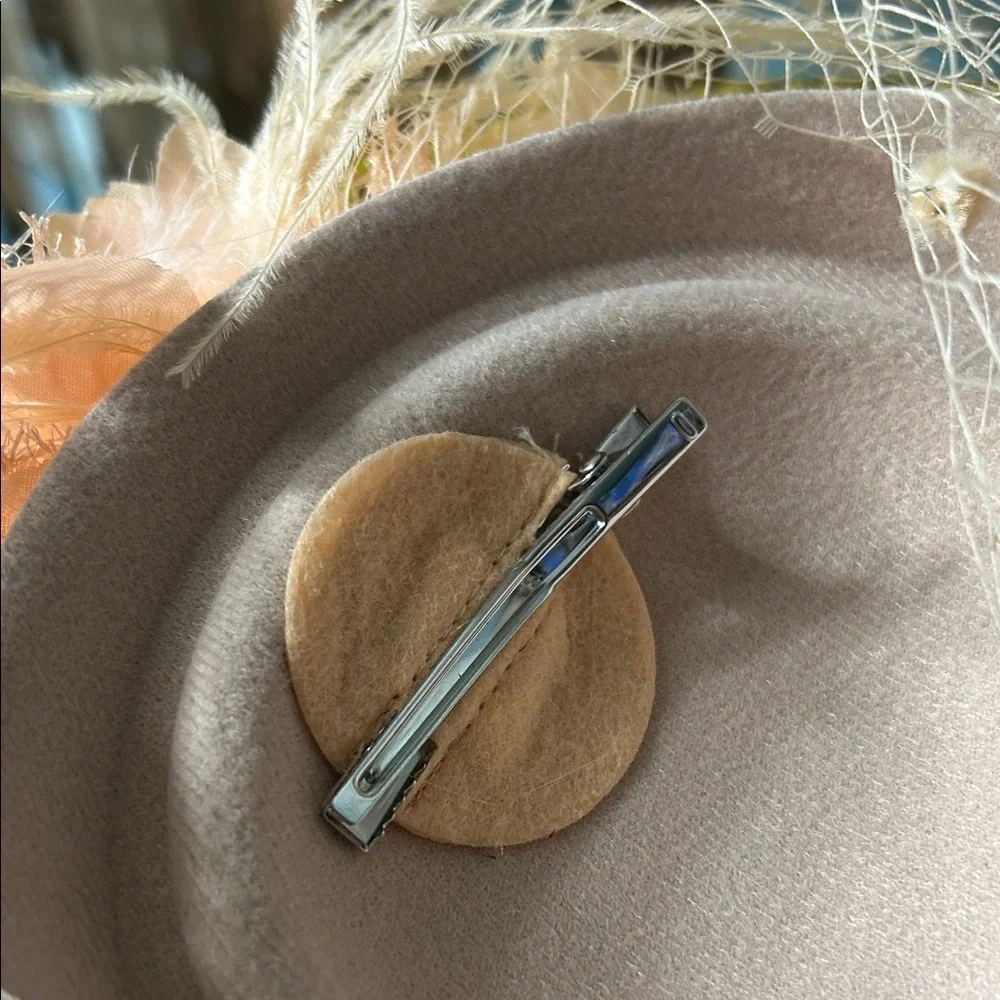 Chic Blush Feather Fascinator Headband - Picture 7 of 13